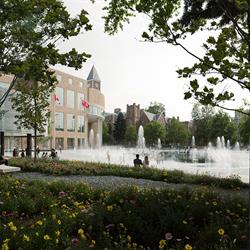 Pedestrian Level view of Ken Whillans Square